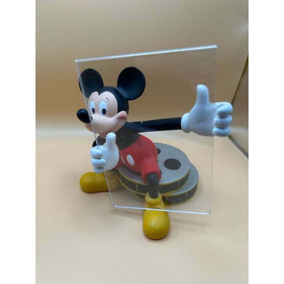 Vintage Disney Mickey Mouse Sitting On Films Rolls Holding A Clear Picture Frame - Picture 4 of 6